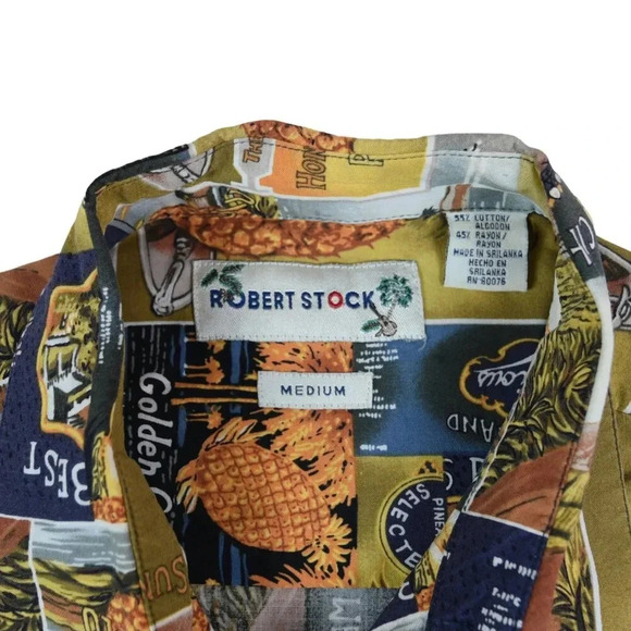 Robert Stock | Collectible Pineapple Propaganda Size Medium Flowy Hawaiian Shirt - Picture 4 of 6